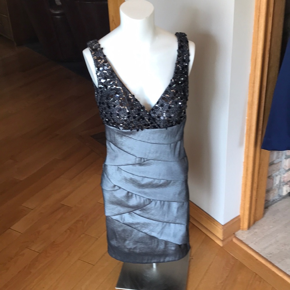 Metallic grey sequence dress